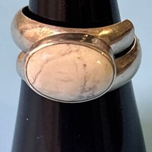 Vintage George Nakai sterling silver larimar chunky ring navajo Sz 8 cabochon